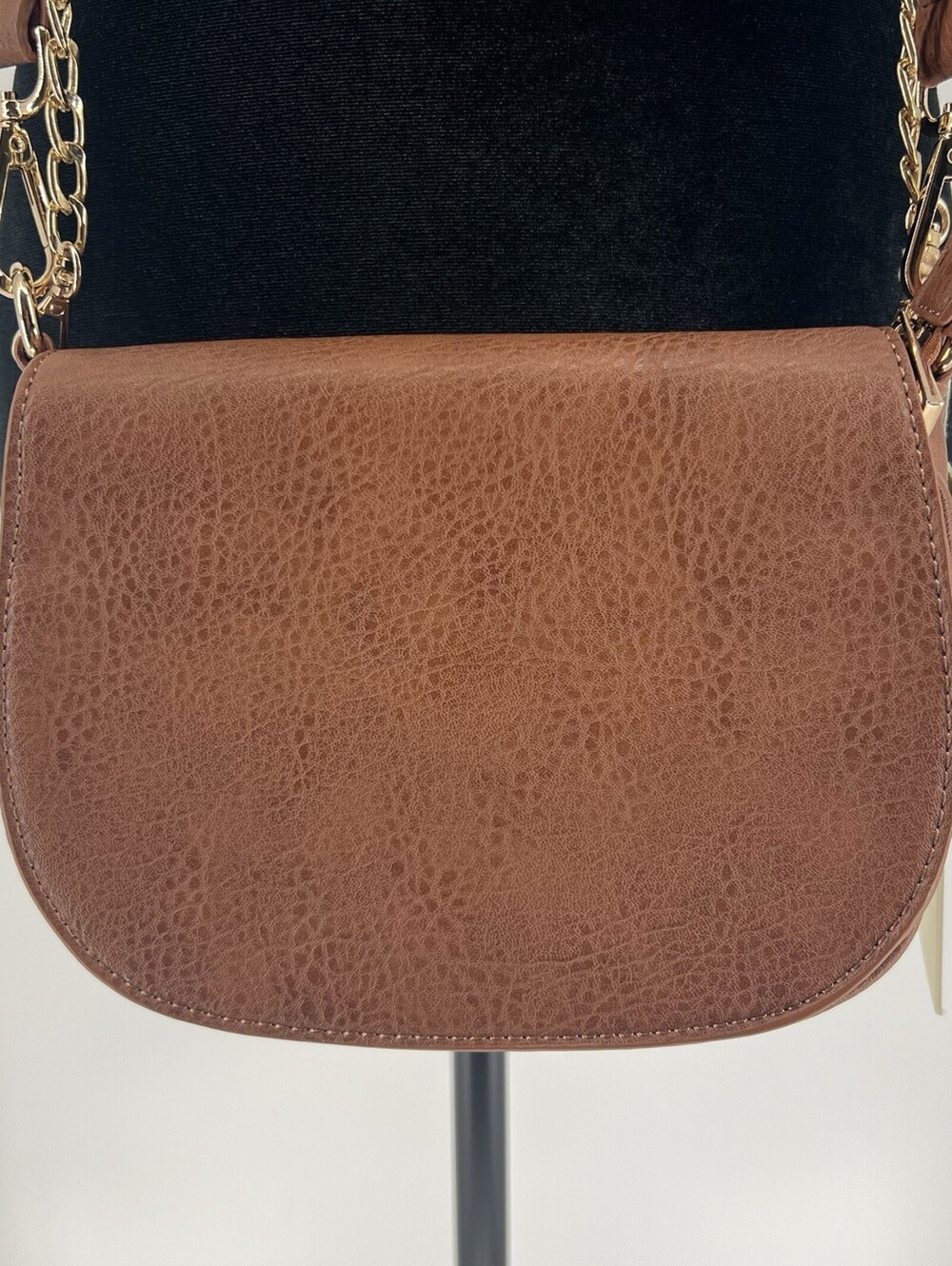 Madison West Tan Vegan Leather Saddle Crossbody Bag (96-2)